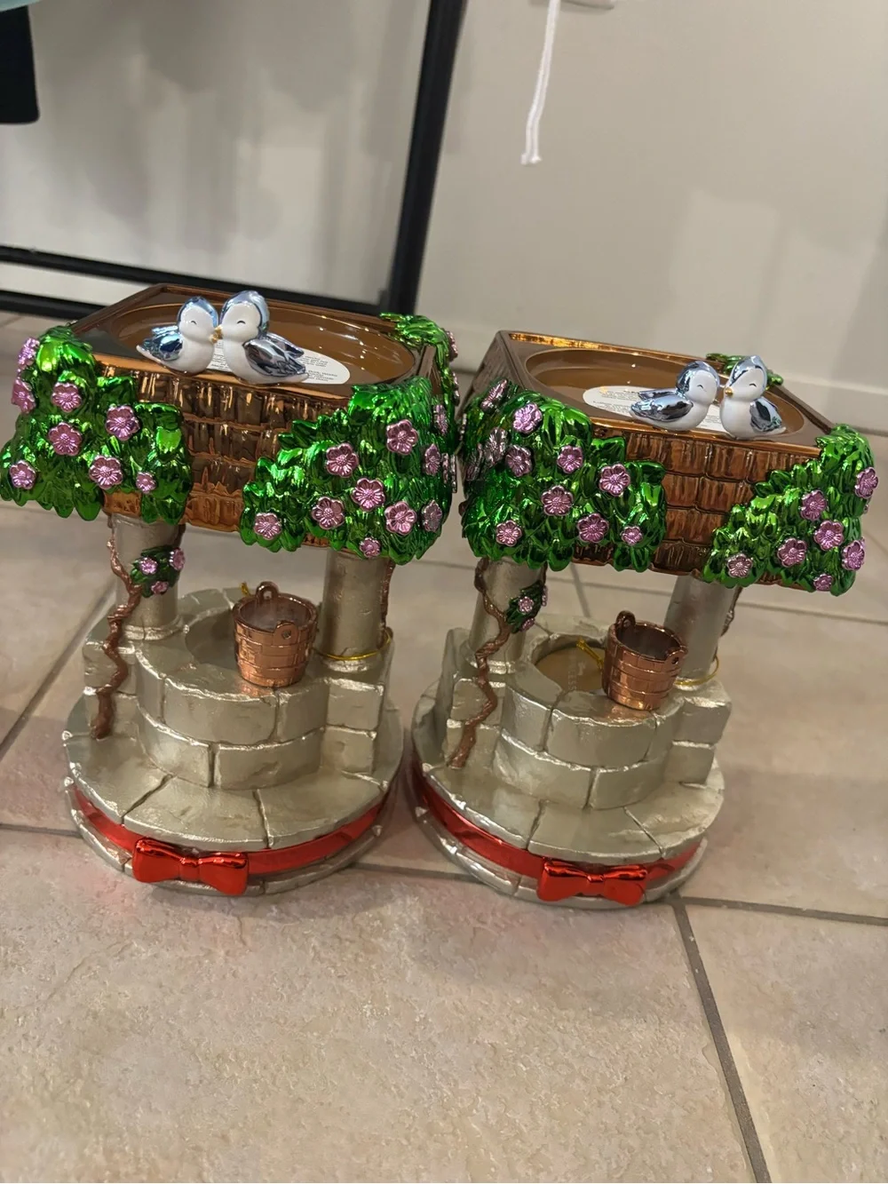 Bath and Body Works 2 Snow White 3-wick Candle Holders